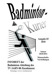 INFOHEFT der Badminton-Abteilung des TV JAHN 08 Zizenhausen