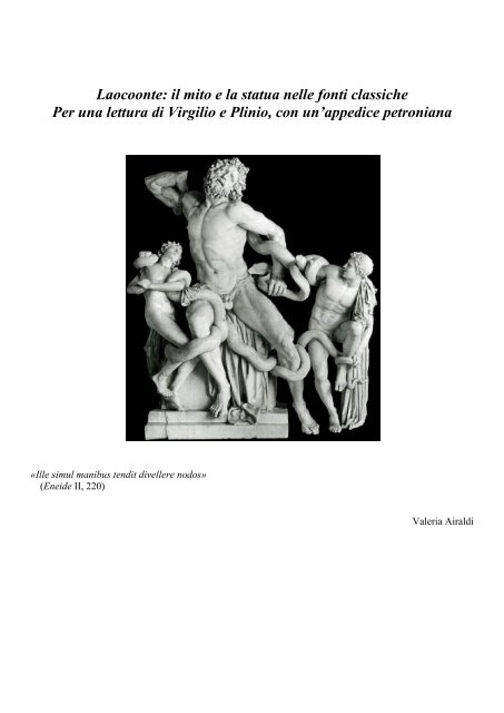 Laocoonte: il mito e la statua nelle fonti classiche Per una lettura di ...