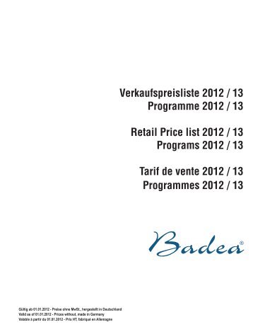 Badea Verkaufspreisliste 2012/2013 - tenne Bad + Fliesen