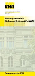 Sommersemester 2011 Vorlesungsverzeichnis ... - VWA Freiburg