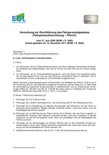 Fahrpersonalverordnung - BGL