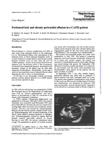 Peritoneal leak and chronic pericardial effusion in a CAPD patient