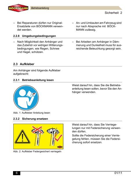 Betriebsanleitung Betriebsanleitung - Böckmann Fahrzeugwerke ...