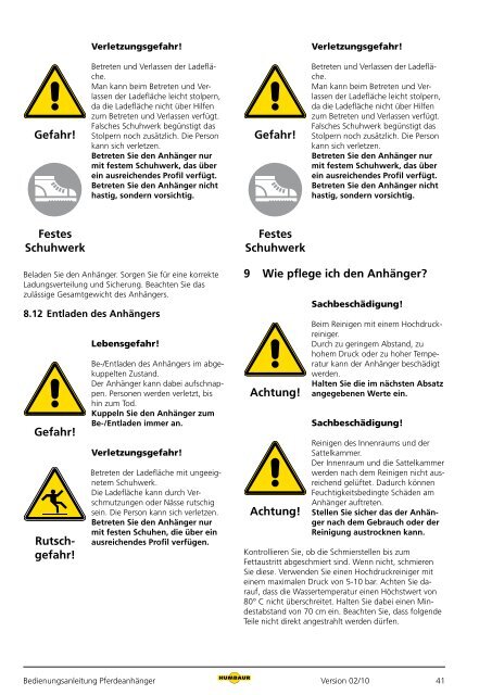 bedienungs- anleitung Pferdeanhänger