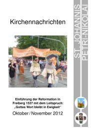 Kirchennachrichten - Petri-Nikolai und St. Johannis zu Freiberg