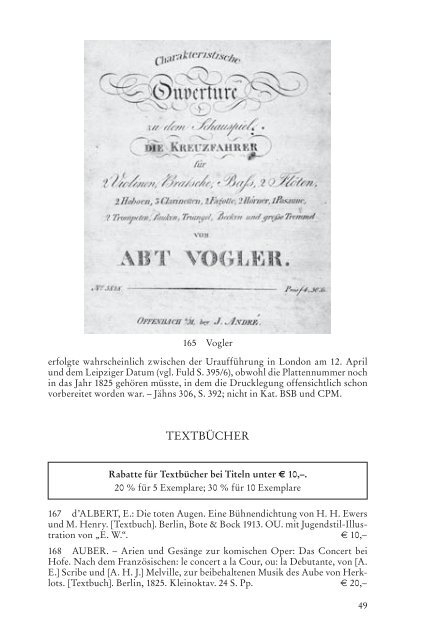 J. VOERSTER Antiquariat für Musik und Deutsche Literatur Katalog ...