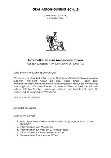 Informationen zum Anmeldeverfahren - Graf-Anton-Günther-Schule ...