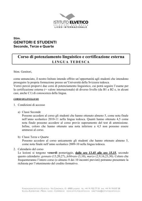 Corso di potenziamento linguistico e certificazione esterna