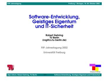 Software-Entwicklung, Geistiges Eigentum und IT ... - TU Berlin