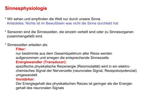 Sinnesphysiologie - Institut für Biologie und Neurobiologie, FU Berlin