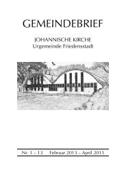 Urgemeinde Friedensstadt - Gemeindebrief - Johannische Kirche