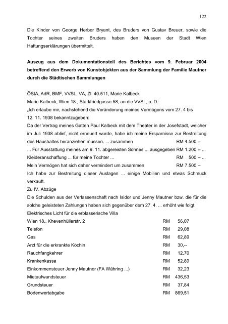 Restitutionsbericht 2006 - Wien Museum