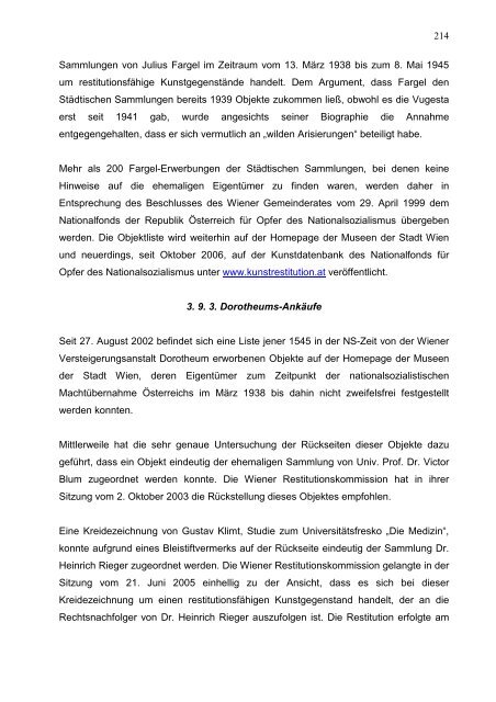 Restitutionsbericht 2006 - Wien Museum