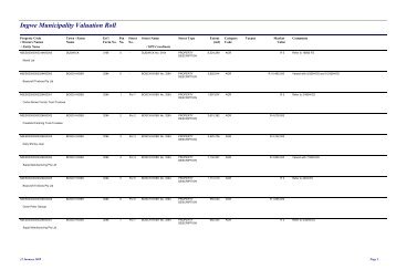 Valuation Roll 2008 - Ingwe Municipality