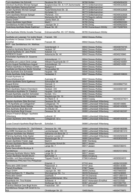 Liste der Leistungserbringer ab dem 01.04.13 - AOK ...