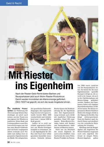 Mit Riester ins Eigenheim