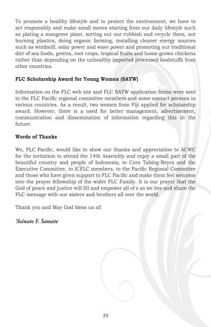 FLC Messages and Reports 2011 - Fellowship of the Least Coin