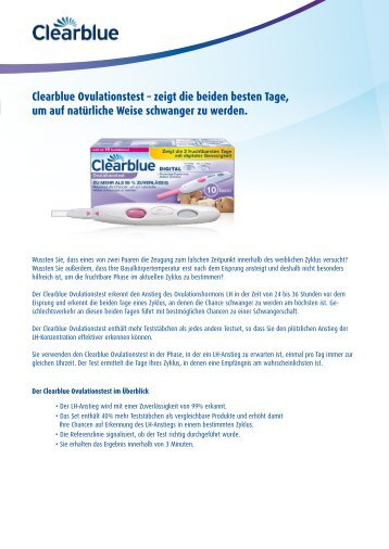 Clearblue Ovulationstest – zeigt die beiden besten Tage, um auf ...