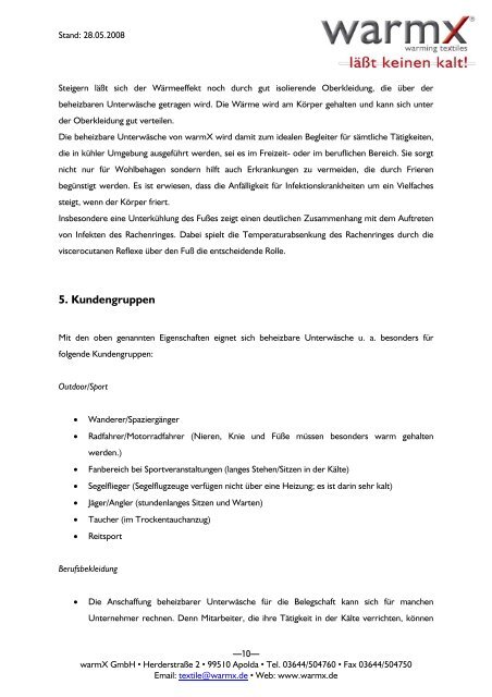 Produktkatalog Beheizbare Unterwäsche - Grafsport