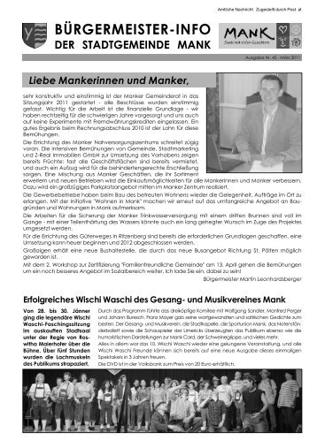 Bürgermeisterinfo März 2011 (5,41 MB) - Stadtgemeinde Mank