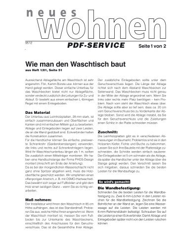 Wie man den Waschtisch baut PDF-SERVICE - Living at Home