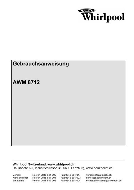 Gebrauchsanweisung AWM 8712 - Whirlpool