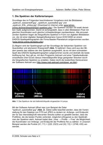 1. Die Spektren der Kalibrierlampen - Lehrer-Online
