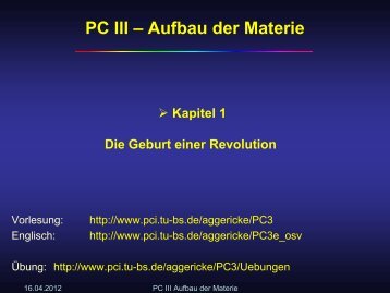 PC III – Aufbau der Materie