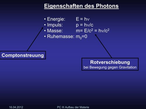 PC III – Aufbau der Materie