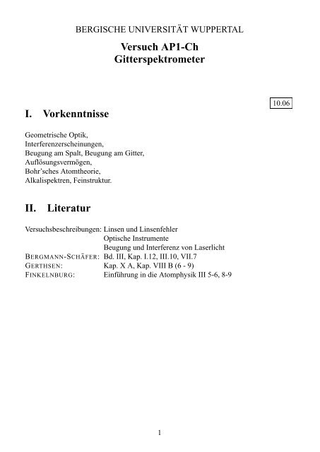 Versuchsanleitung Ap1 Ch Gitterspektrometer Als Pdf Datei