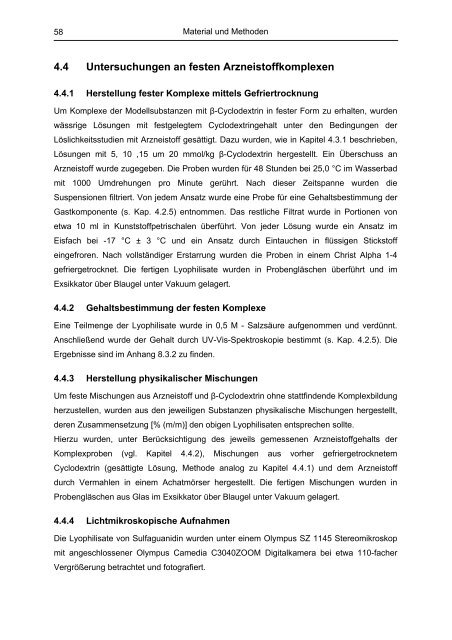 Untersuchung von Cyclodextrinkomplexen - OPUS - Universität ...