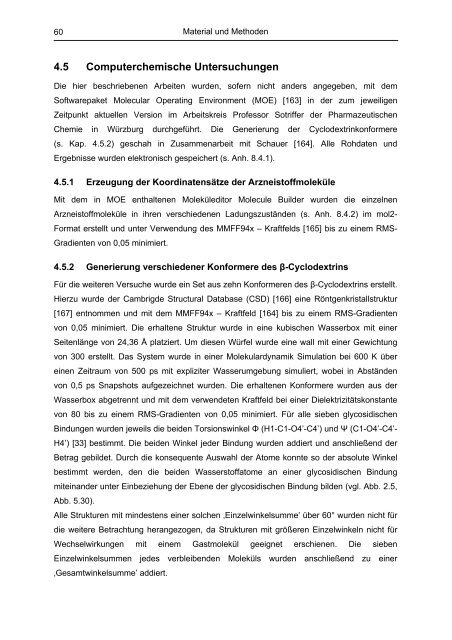 Untersuchung von Cyclodextrinkomplexen - OPUS - Universität ...