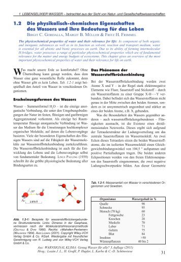 1.2 Die physikalisch-chemischen Eigenschaften des Wassers und ...