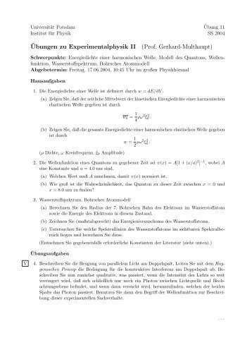 ¨Ubungen zu Experimentalphysik II (Prof. Gerhard-Multhaupt)