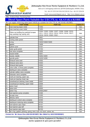 Diesel Spare Parts Suitable for UEC37LA( AKASAKA/KOBE)