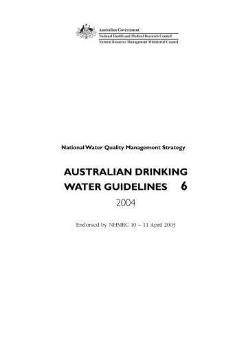 Australian Drinking Water Guidelines Australian Drinking Water Guidelines