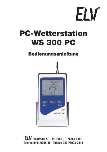 PC-Wetterstation WS 300 PC Bedienungsanleitung - ELV