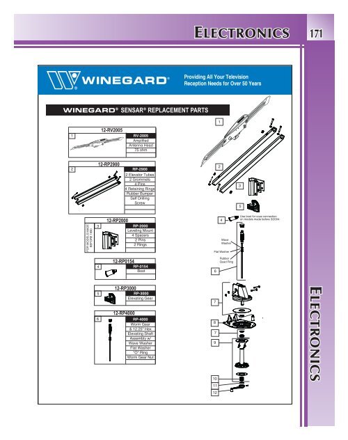 Winegard Sa 1001 Rv Tv Antenna Elevating Shaft And Worm Gear Assembly Sa1001 Replacement For Sensar