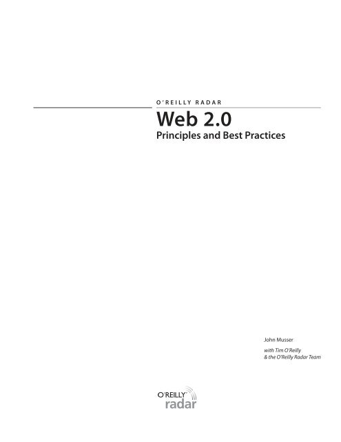 Excerpts of - Web 2.0 Principles and Best Practices - O'Reilly Media