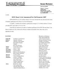 SIUE Dean's List Announced For Fall Semester 2007 - Southern ...