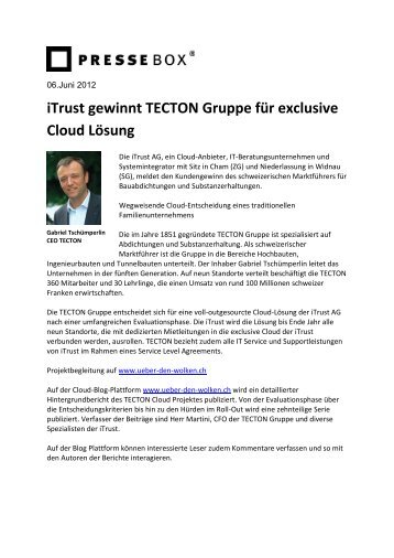 iTrust gewinnt TECTON Gruppe für exclusive Cloud Lösung - iTrust AG