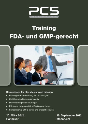 Training FDA- und GMP-gerecht - PCS