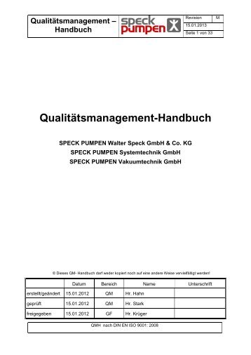 Qualitätsmanagement-Handbuch - Speck Pumpen