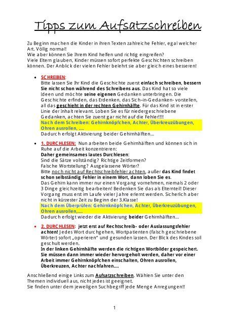 Tipps zum Aufsatzschreiben