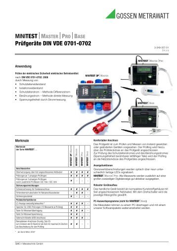 Prüfgeräte DIN VDE 0701-0702 - GOSSEN METRAWATT, GMC-I ...