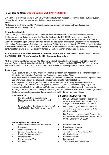 2. Änderung Norm DIN EN 62353; VDE 0751-1:2008-08 - TML