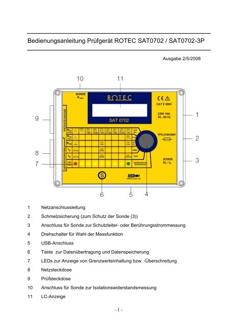 Bedienungsanleitung Prüfgerät ROTEC SAT0702 ... - Rotec GmbH