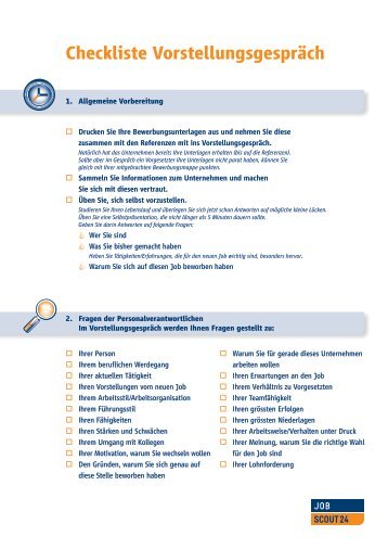 Checkliste Vorstellungsgespräch - JobScout24