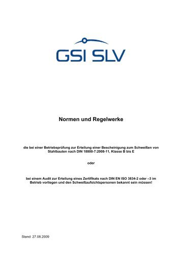 Normen und Regelwerke - GSI SLV