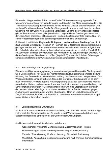 Revision Ortsplanung Jenins Planungs- und Mitwirkungsbericht ...